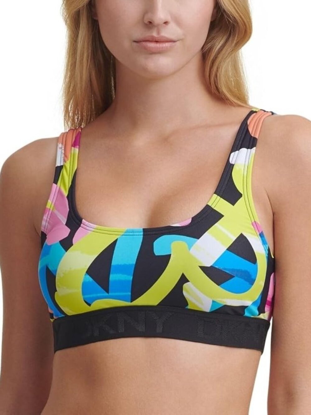 DKNY Scoop Neck Swim Bikini Top ( L )